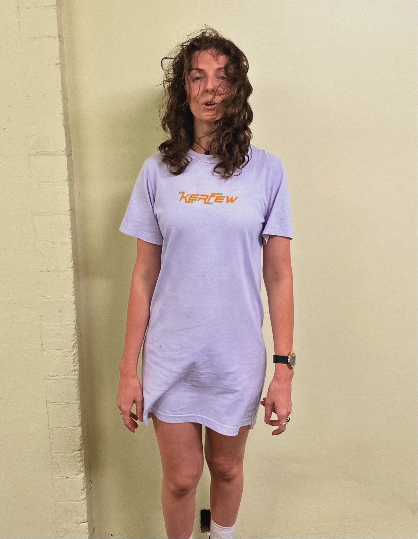 Acid Wash Purple Dress Screen Printed