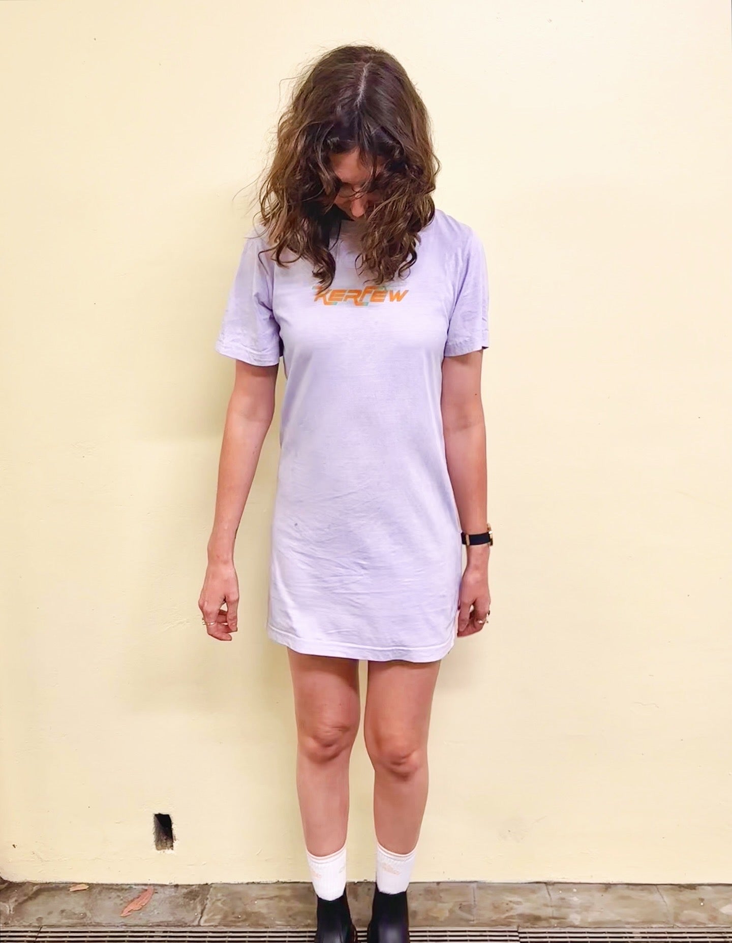 Acid Wash Purple Dress Screen Printed
